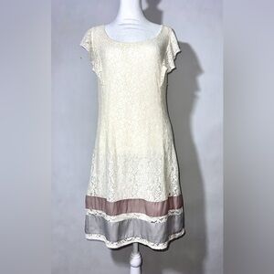 American Eagle‎ Dress M Ivory Lace Overlay Flutter Sleeves Fairy Coquette